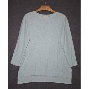 EILEEN FISHER Shining Water Organic Linen Cotton Tunic Top Green Size Large $198